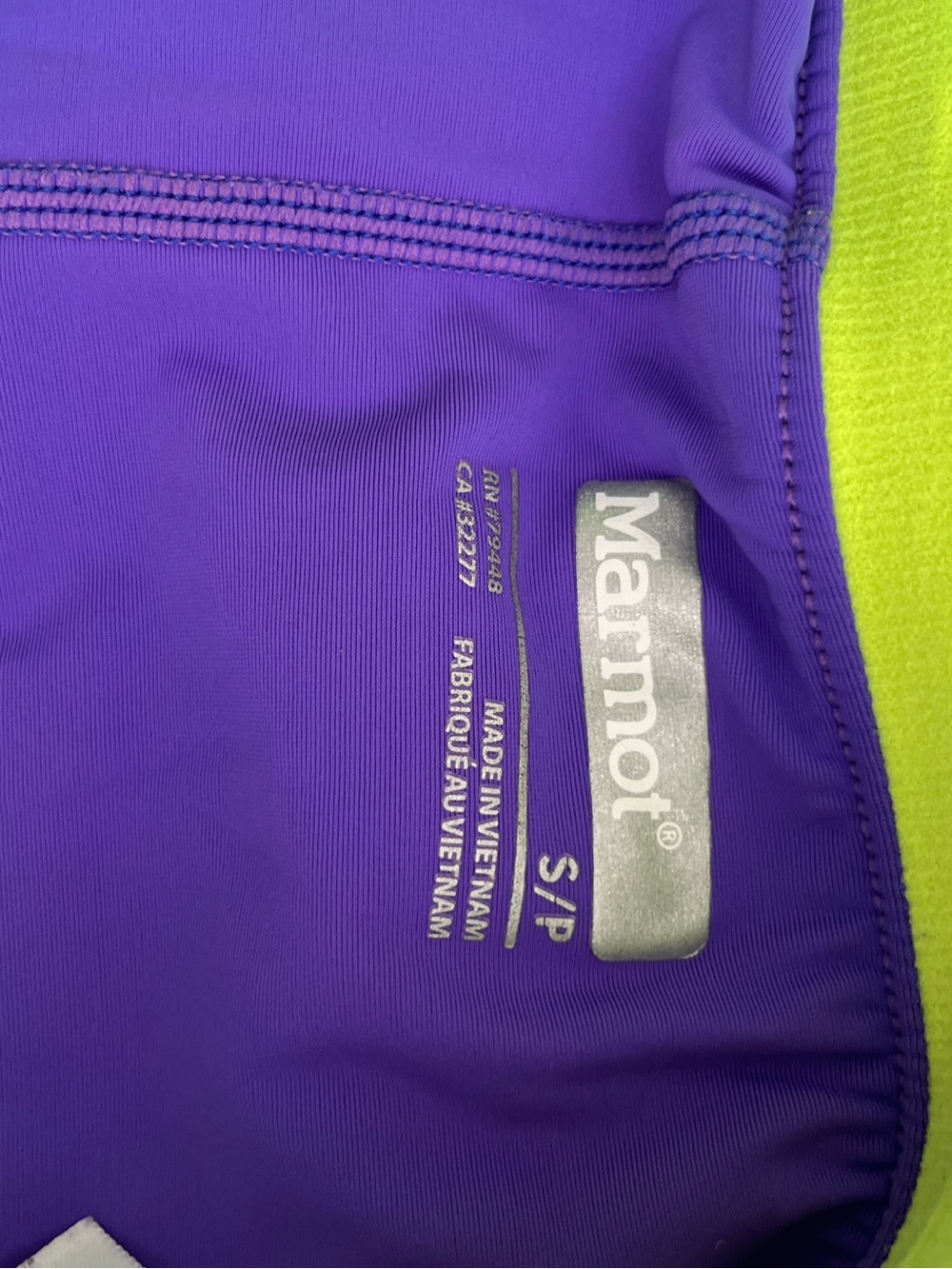 Marmot Women’s Running Shorts Purple Neon Yellow Lined Size Small - Picture 5 of 6